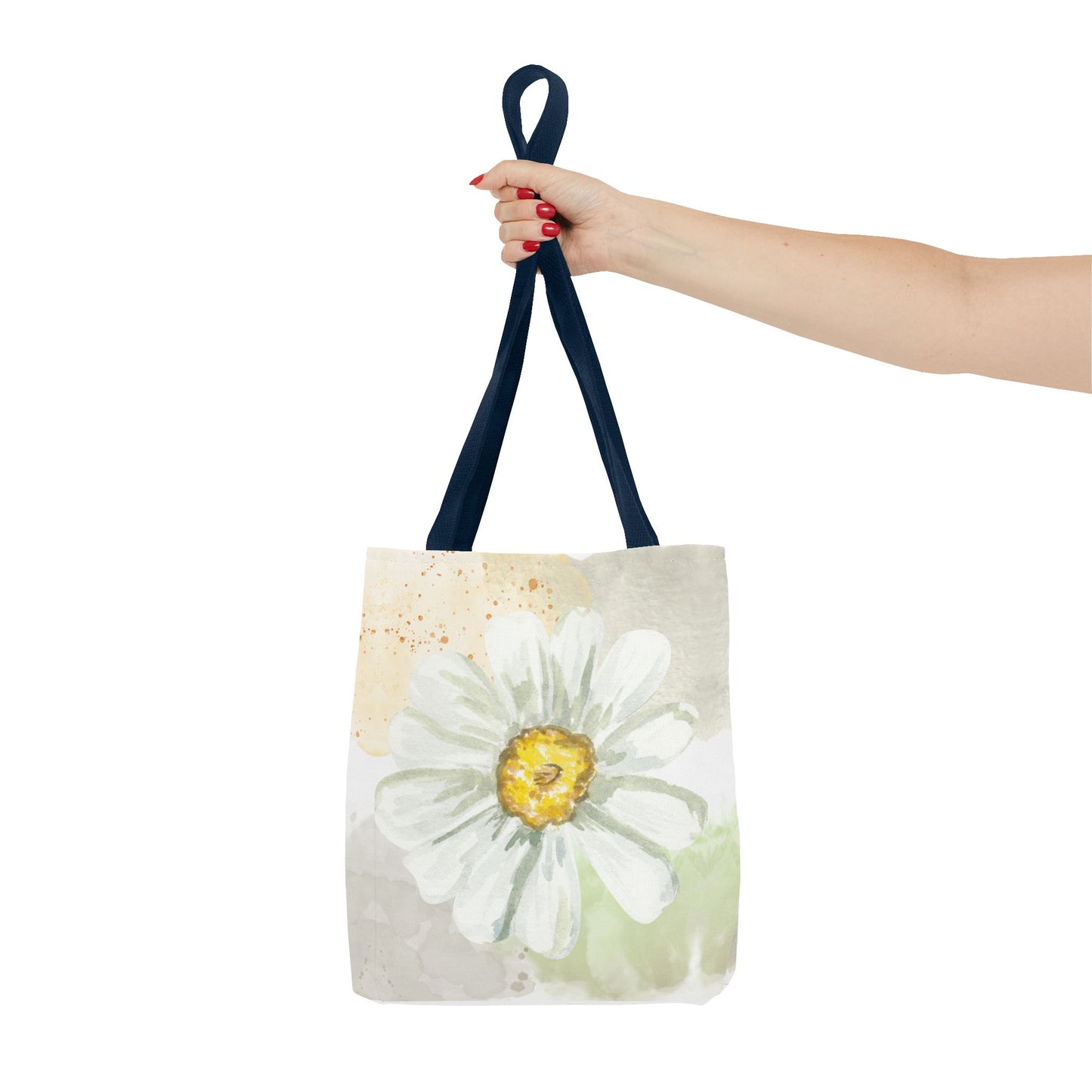 White Watercolor Daisy Tote Bag