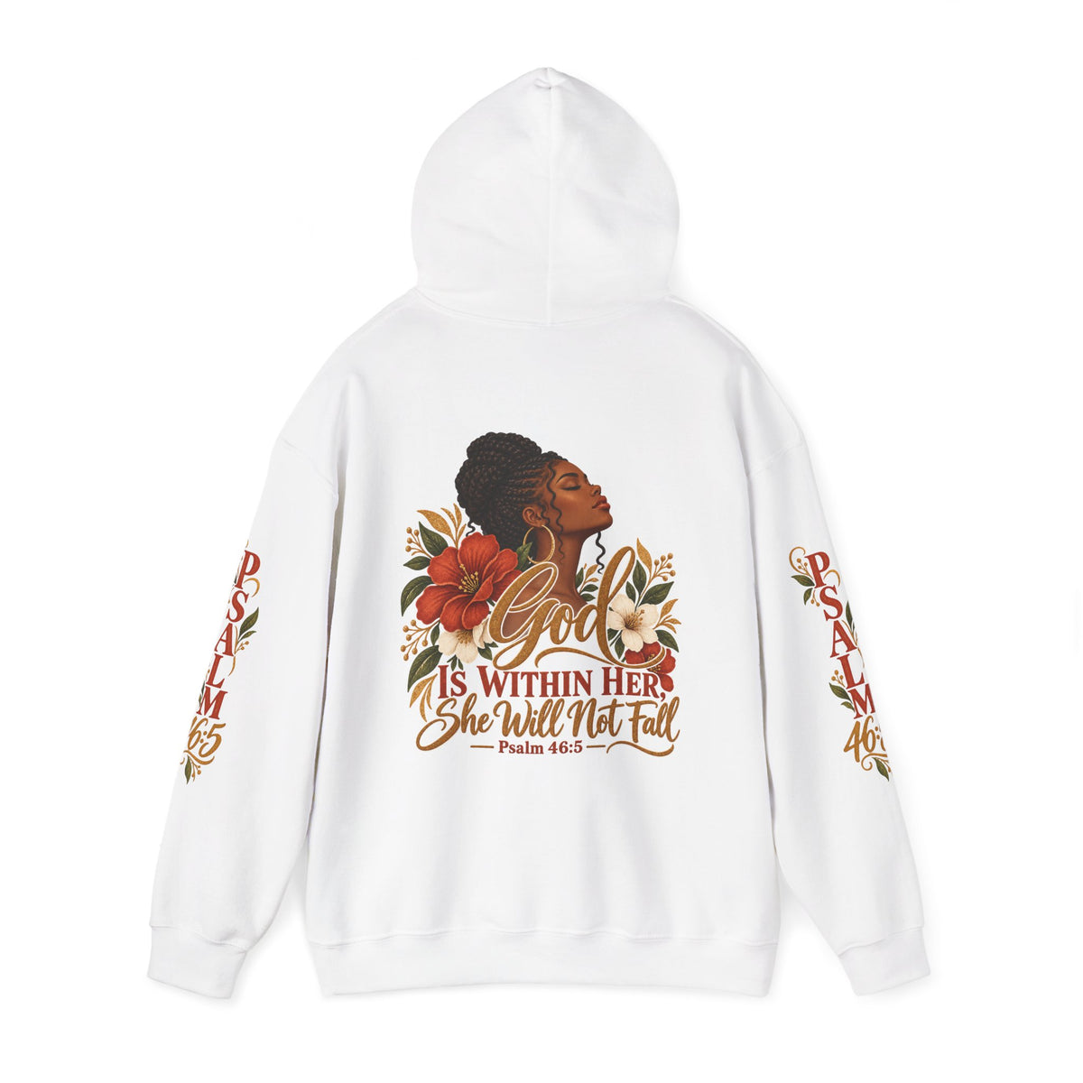 Psalm 46:5 'She Will Not Fall' Hoodie – Floral Faith Women’s Pullover