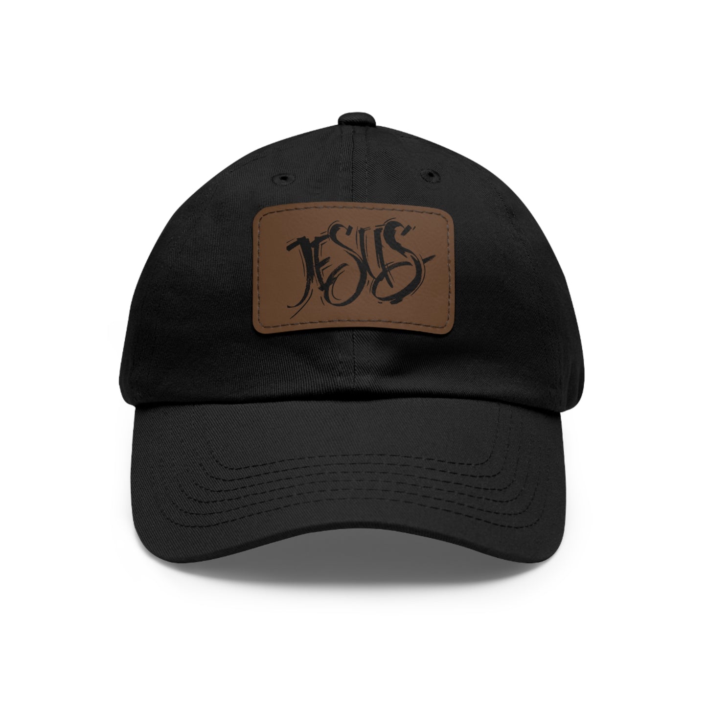 Jesus baseball cap with leather patch