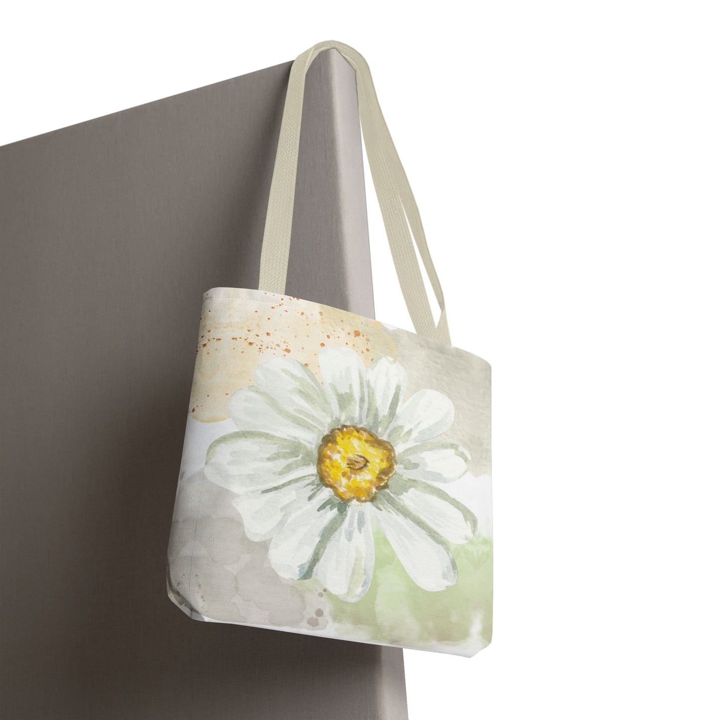 White Watercolor Daisy Tote Bag