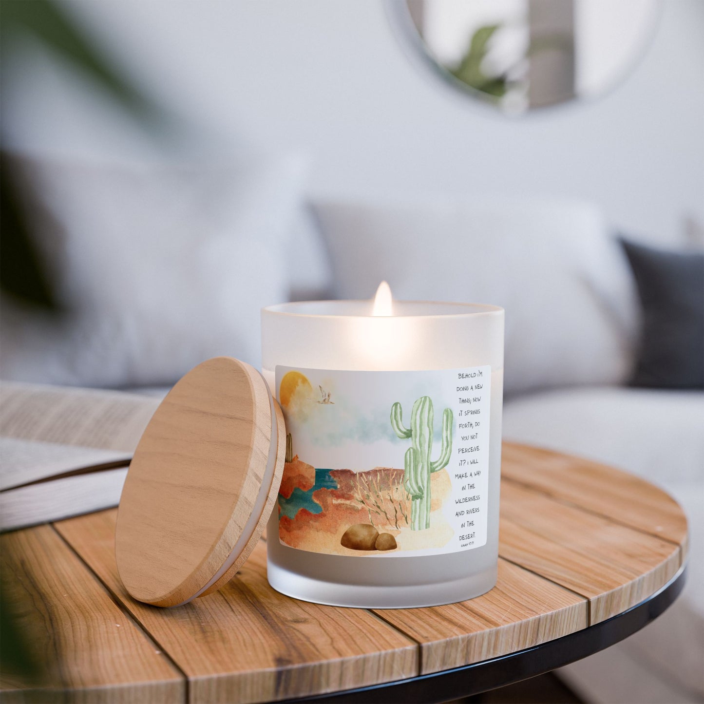 Isaiah 43:19 Frosted Glass Candle, 11oz