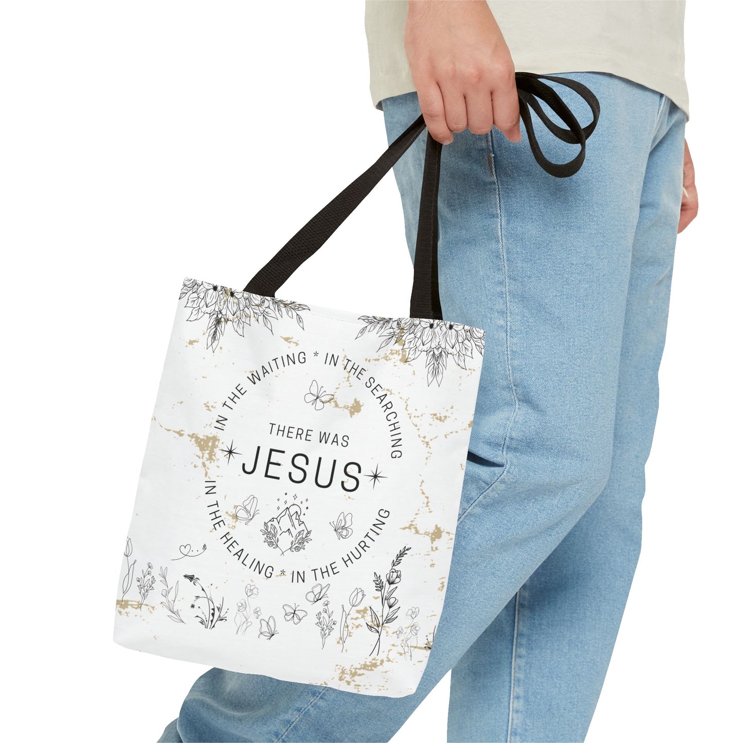 "There Was Jesus" tote bag - Floral Design for Faithful Living