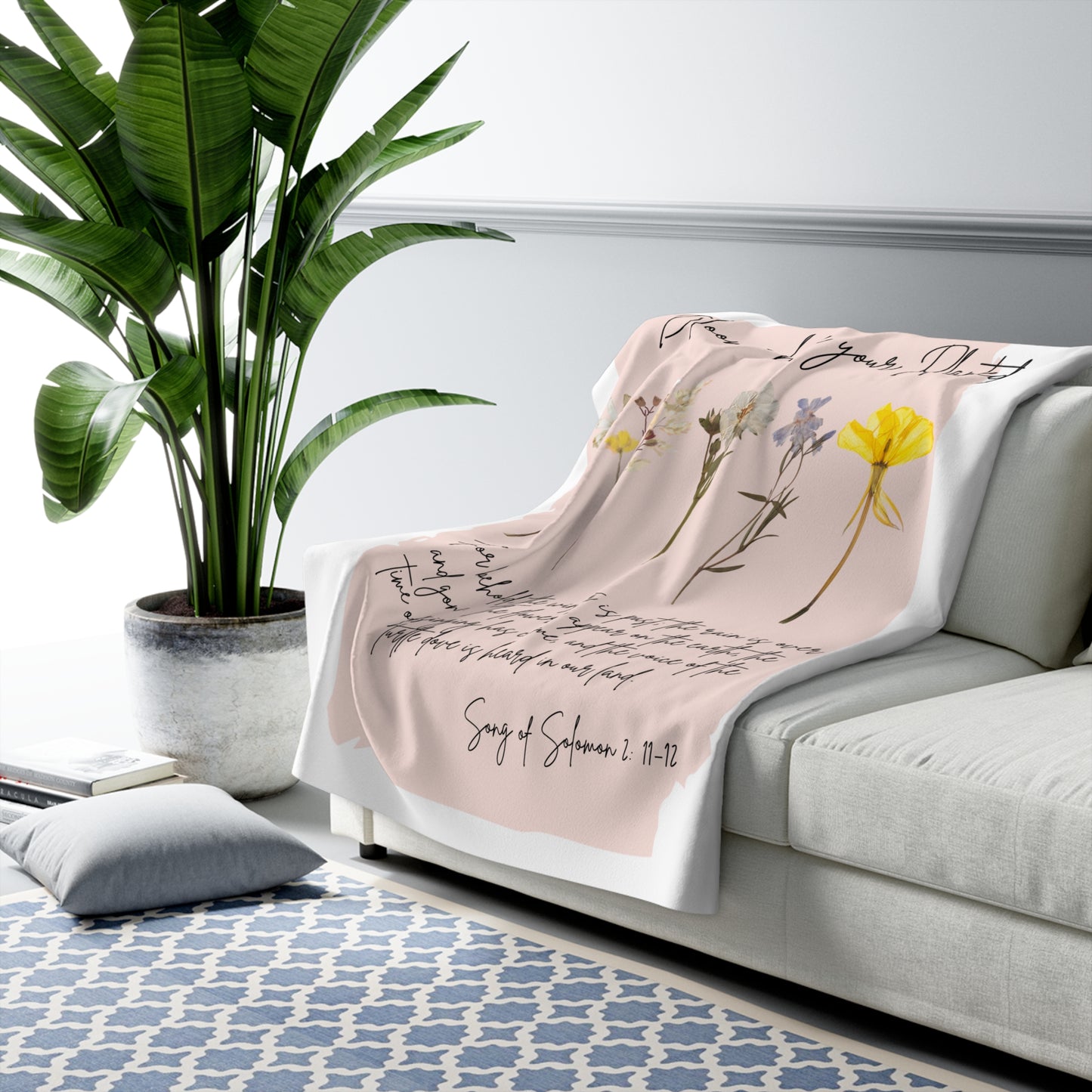 Bloom Where Your Planted Sherpa Fleece Blanket | Inspirational Floral Cozy Throw