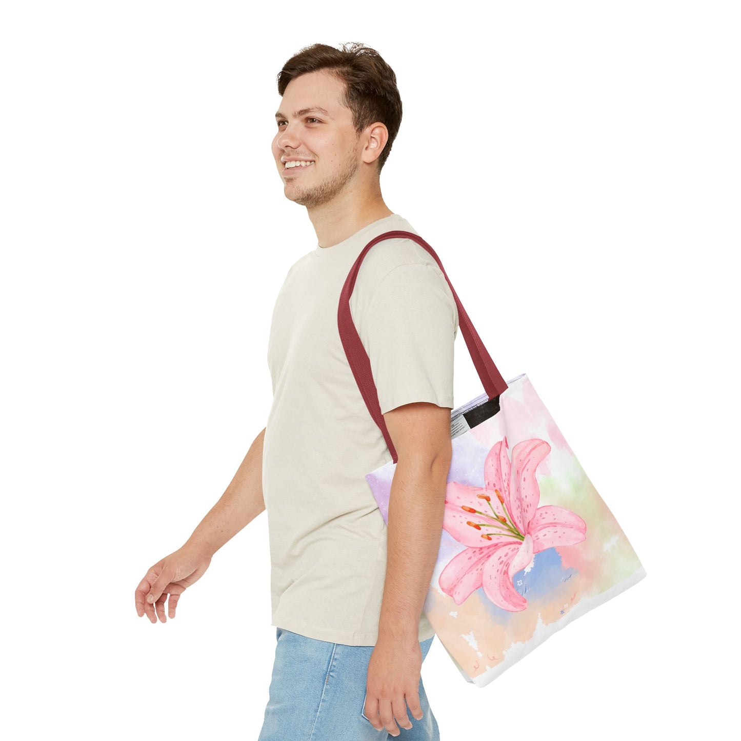 Pink Watercolor Lily Tote Bag