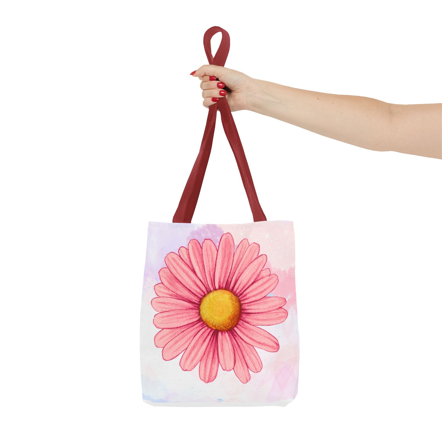 Pink Watercolor Daisy Tote Bag