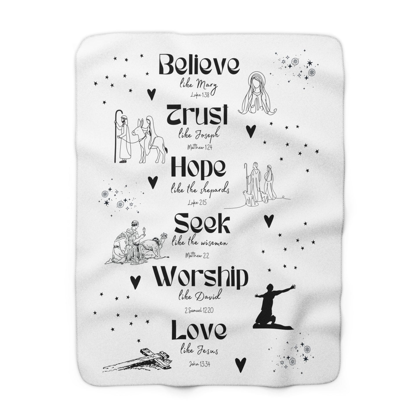 Believe like Mary Sherpa Fleece Blanket | Cozy & Soft Comfort for Home Decor | Perfect Gift for Faith & Hope