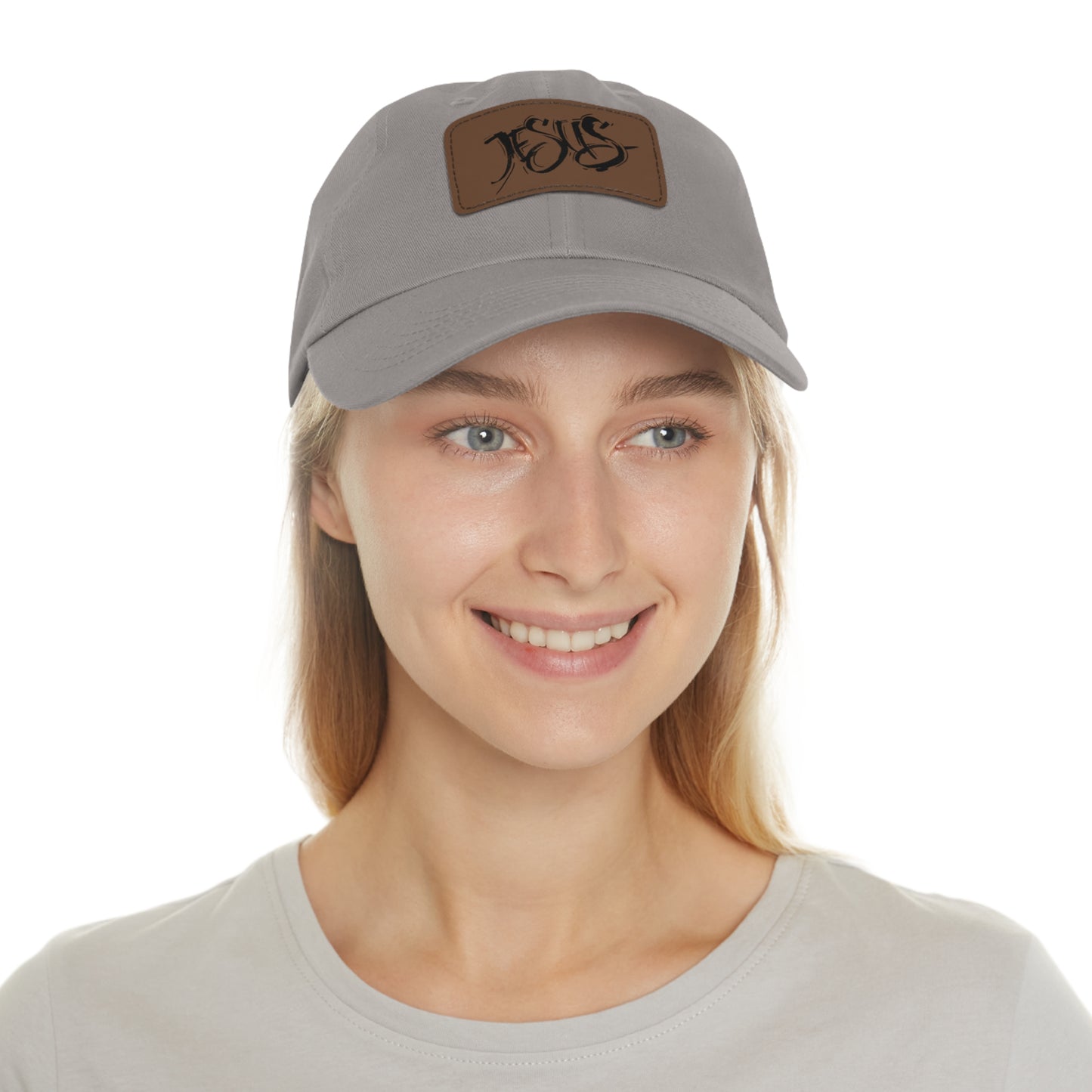 Jesus baseball cap with leather patch