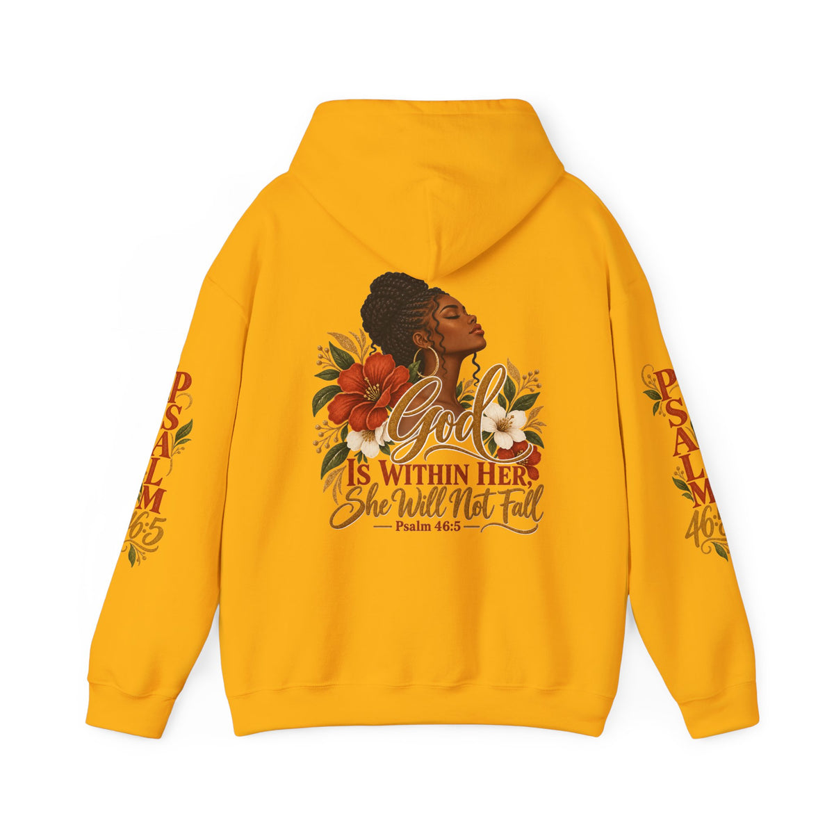 Psalm 46:5 'She Will Not Fall' Hoodie – Floral Faith Women’s Pullover