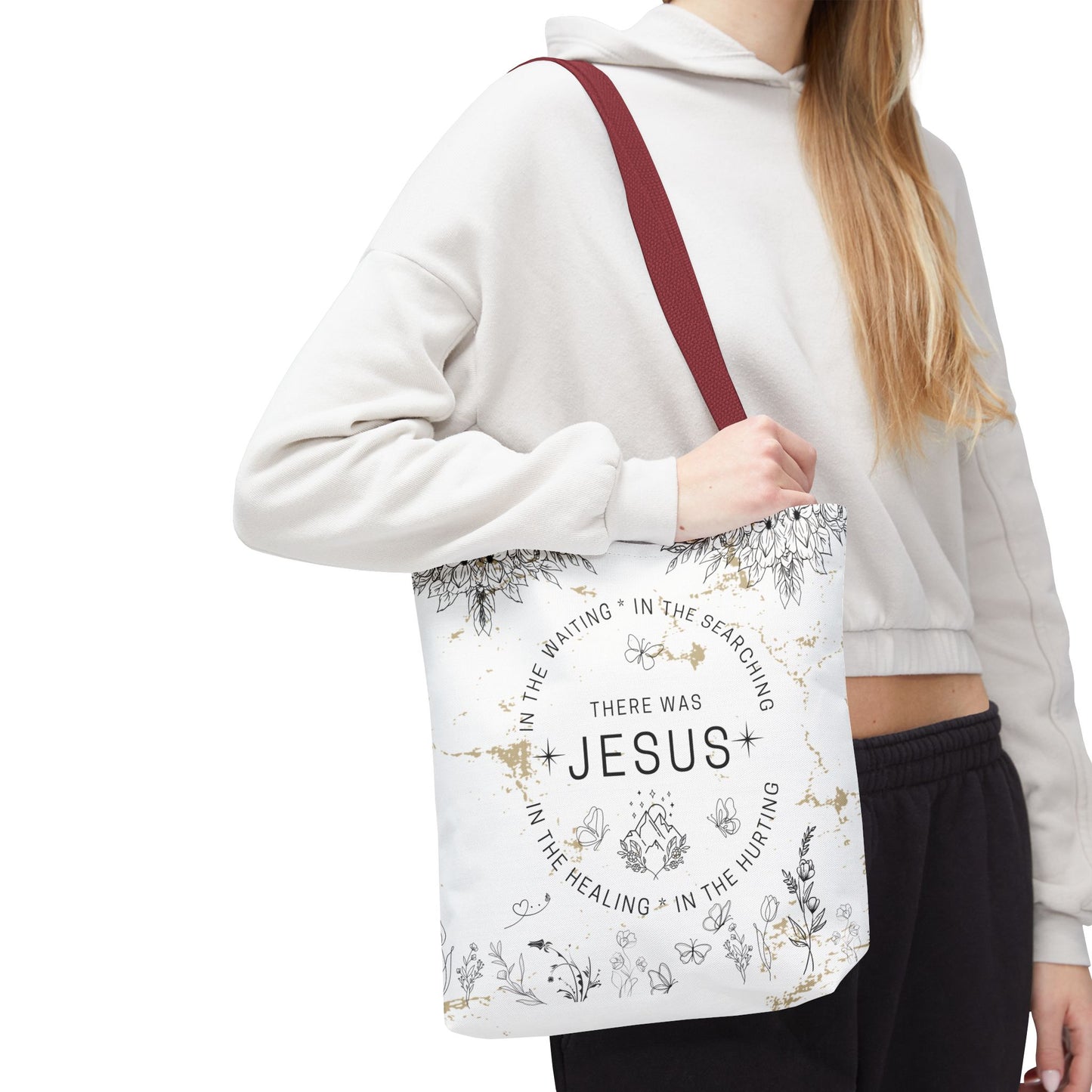 "There Was Jesus" tote bag - Floral Design for Faithful Living