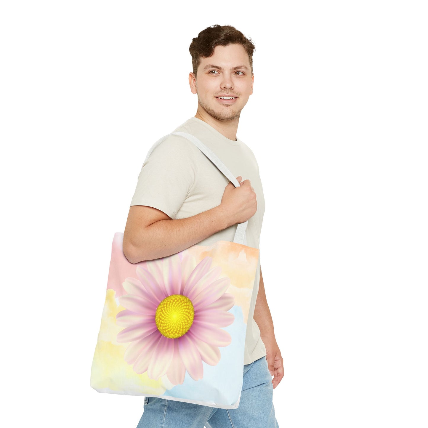 Lavender Watercolor Daisy Garden Tote Bag
