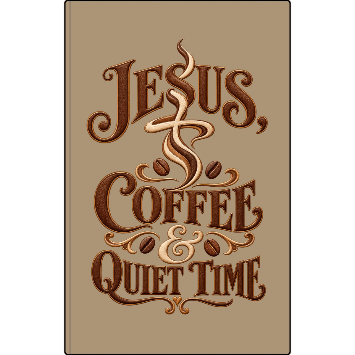 Vegan Leather Journal — "Jesus, Coffee & Quiet Time" Engraved Faith Notebook
