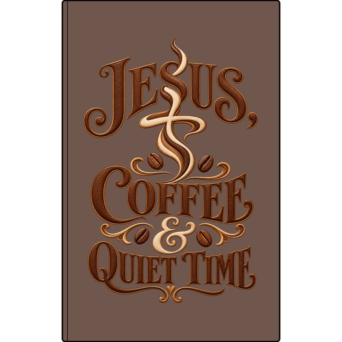 Vegan Leather Journal — "Jesus, Coffee & Quiet Time" Engraved Faith Notebook
