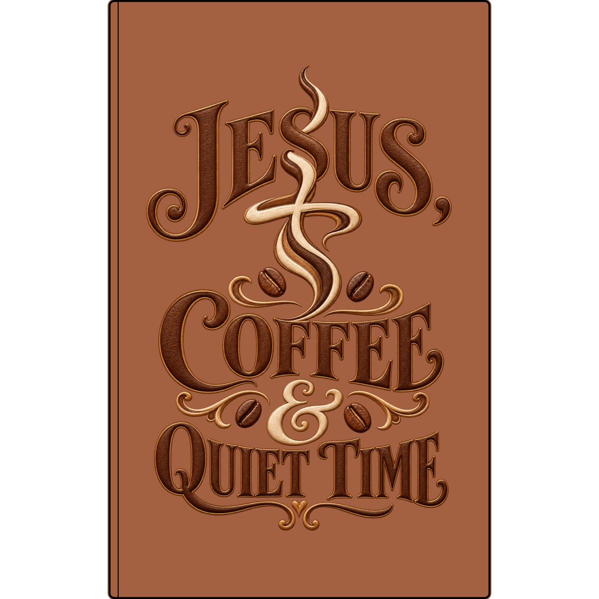 Vegan Leather Journal — "Jesus, Coffee & Quiet Time" Engraved Faith Notebook