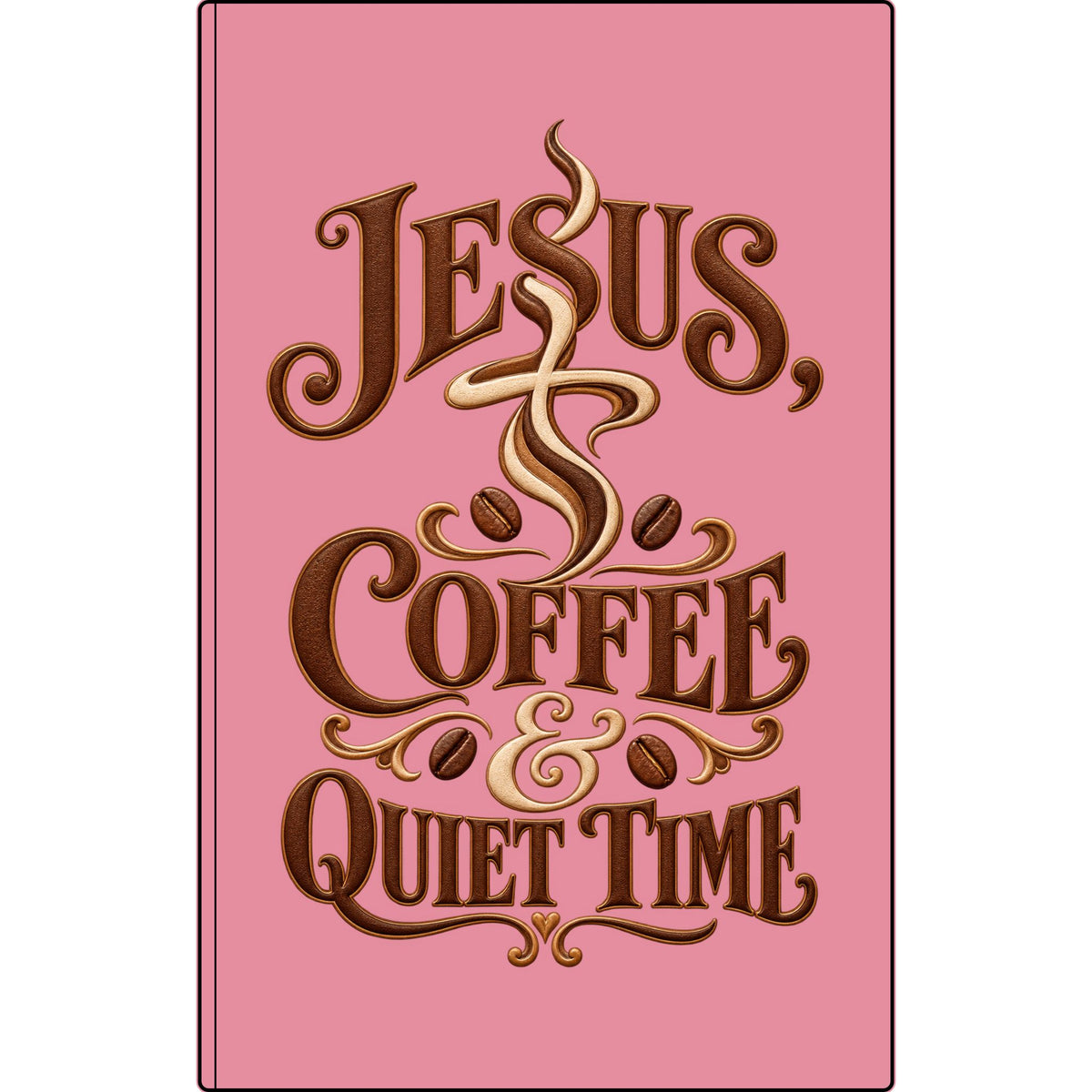 Vegan Leather Journal — "Jesus, Coffee & Quiet Time" Engraved Faith Notebook