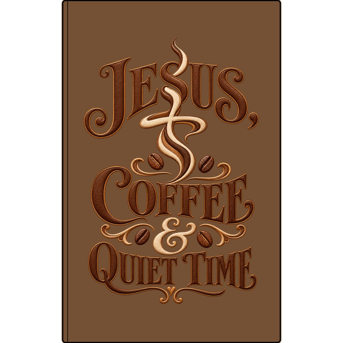 Vegan Leather Journal — "Jesus, Coffee & Quiet Time" Engraved Faith Notebook