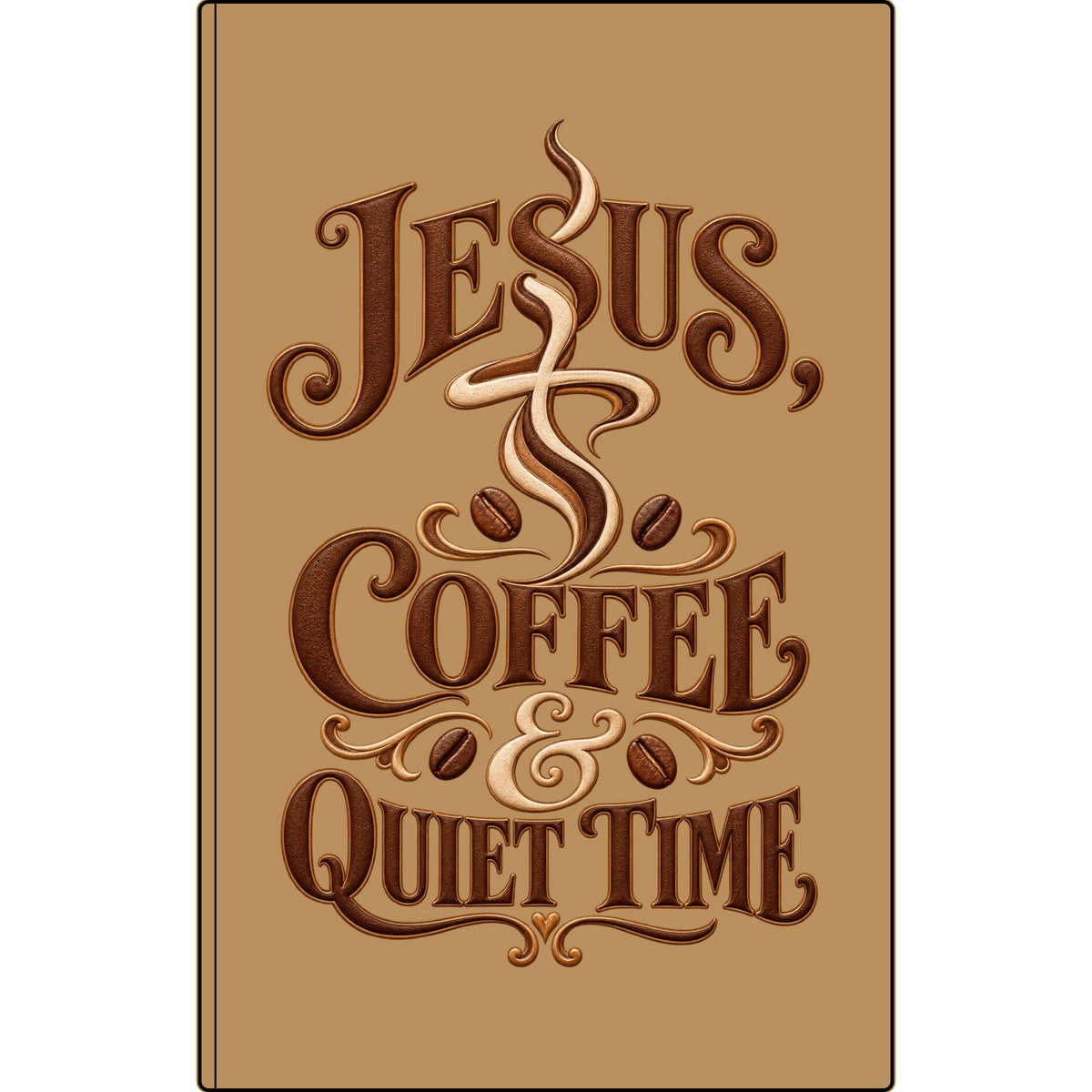 Vegan Leather Journal — "Jesus, Coffee & Quiet Time" Engraved Faith Notebook