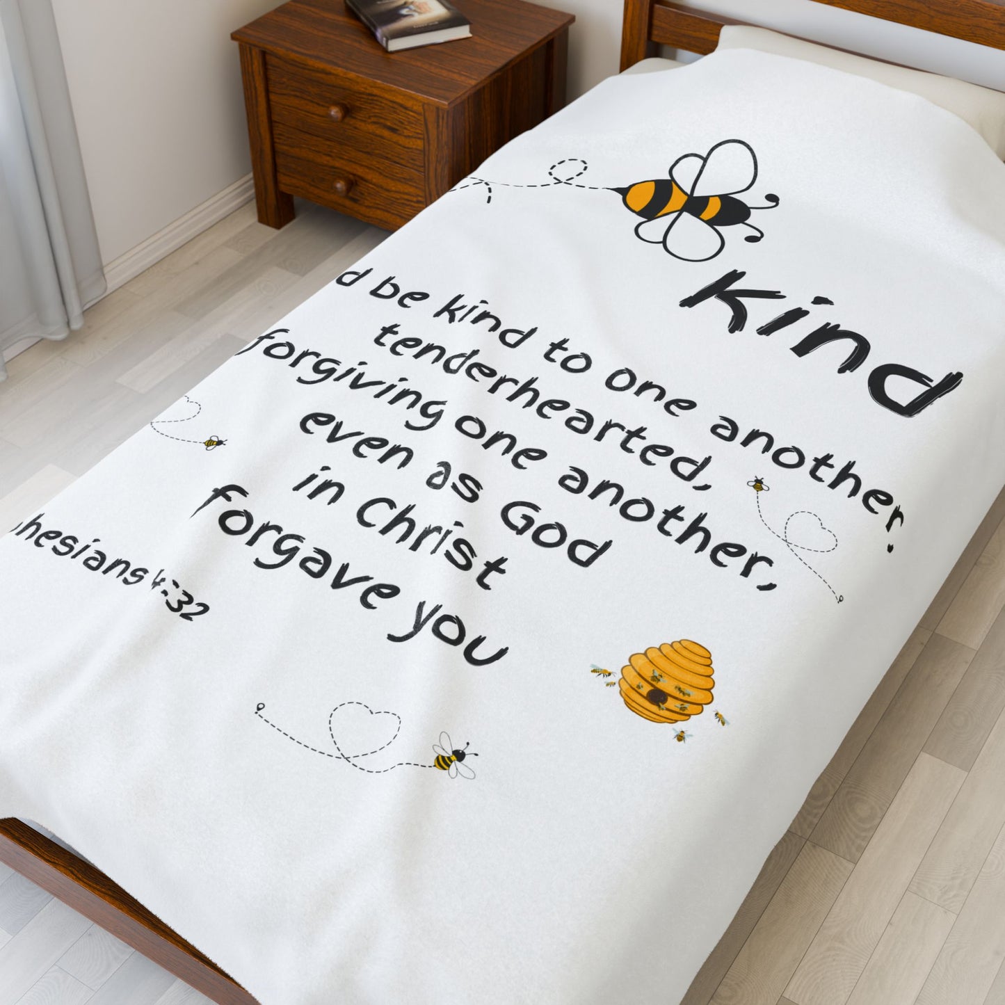 Bee Kind Velveteen Plush Blanket