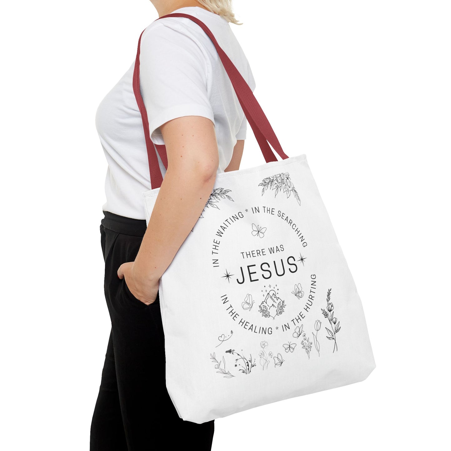 "There Was Jesus" tote bag - Floral Design for Faithful Living