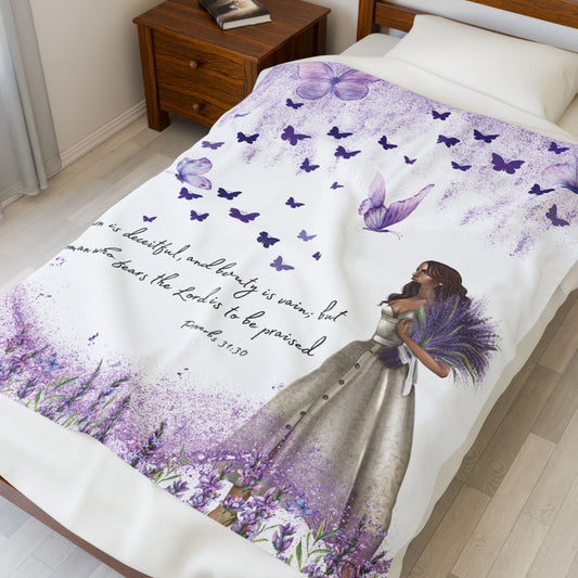 Proverbs 31:30 Velveteen Plush Blanket