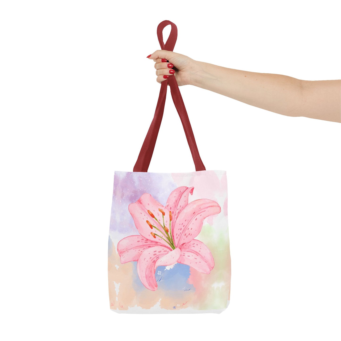 Pink Watercolor Lily Tote Bag