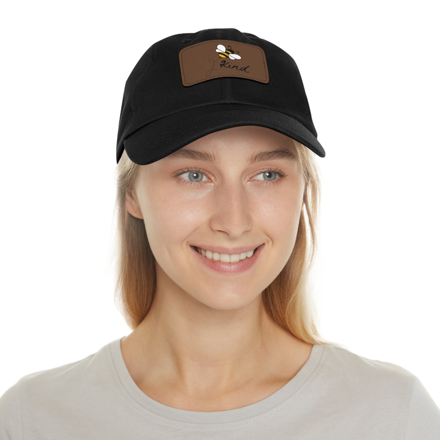 Bee Kind baseball cap with leather patch
