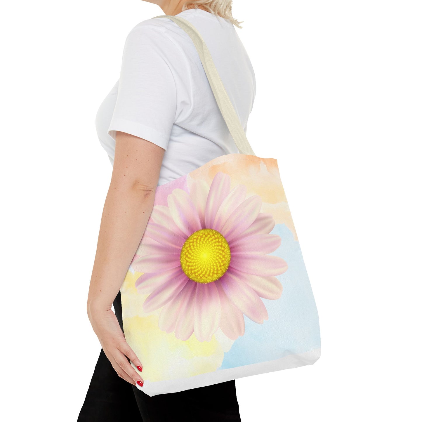 Lavender Watercolor Daisy Garden Tote Bag