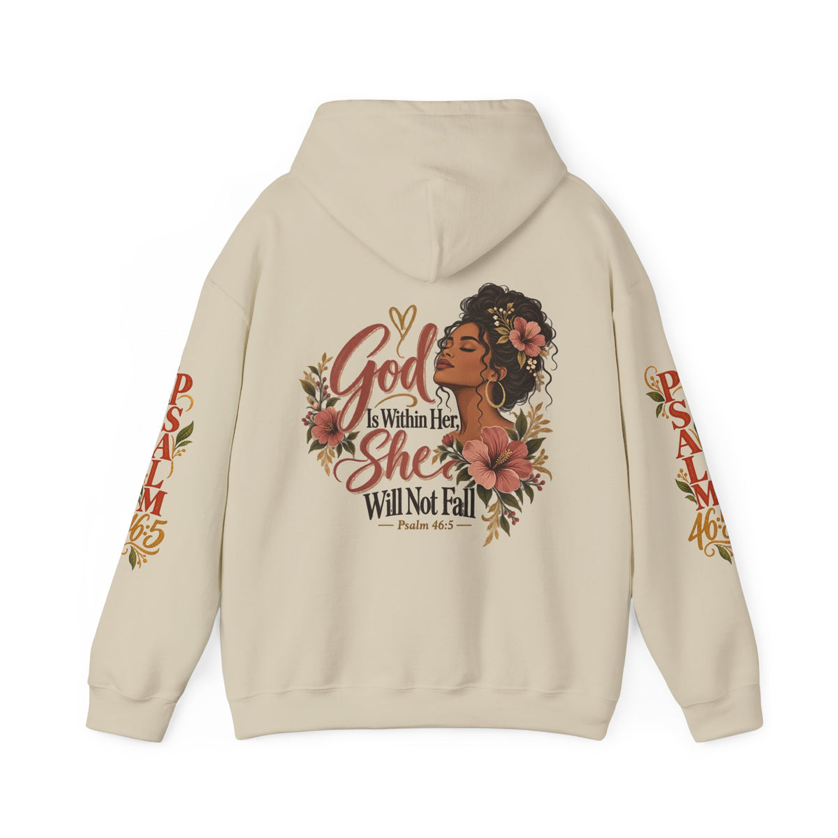 Copy of Psalm 46:5 'She Will Not Fall' Hoodie – Floral Faith Women’s Pullover