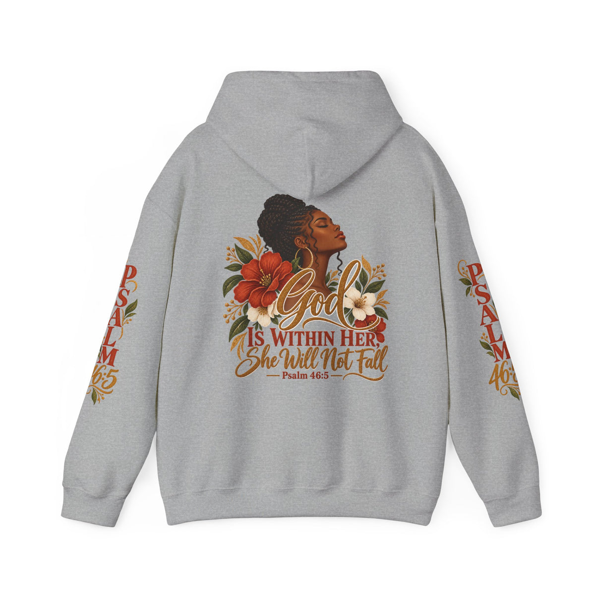 Psalm 46:5 'She Will Not Fall' Hoodie – Floral Faith Women’s Pullover