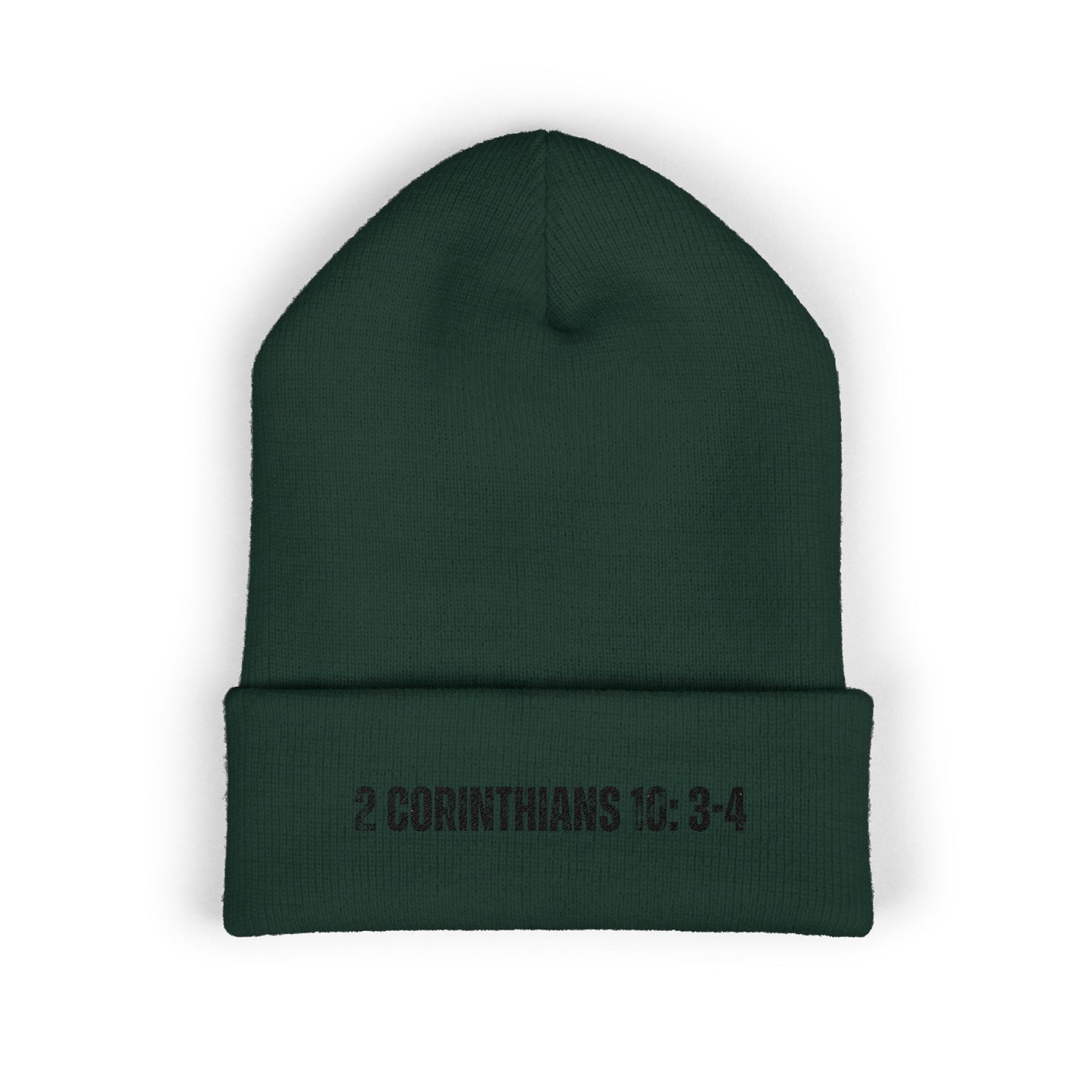 2 Corinthians 10:3-4 Classic Cuffed Beanie | Embroidered Winter Hat