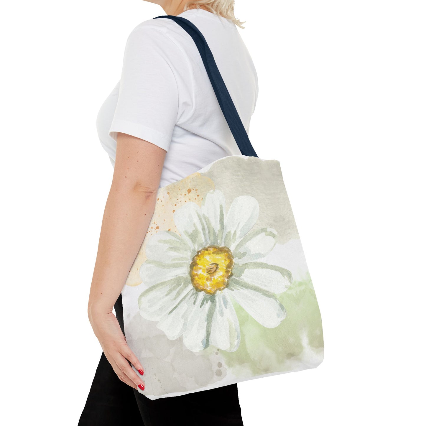 White Watercolor Daisy Tote Bag