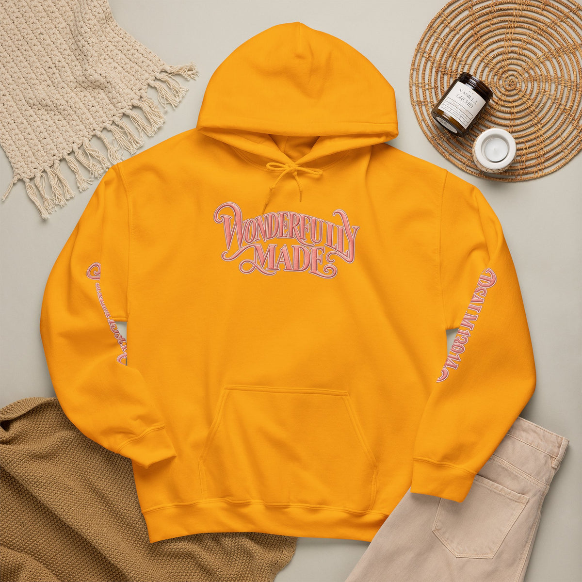 Wonderfully Made Hoodie — Floral Pearl Backprint Hooded Sweatshirt