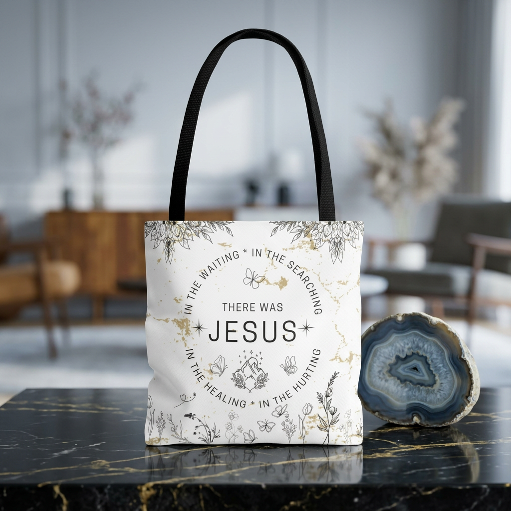 "There Was Jesus" tote bag - Floral Design for Faithful Living