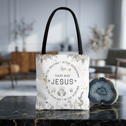 "There Was Jesus" tote bag - Floral Design for Faithful Living