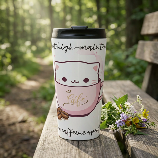 Not High Maintenance, Caffeine Specific Stainless Steel Travel Mug