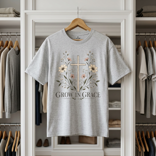 Grow in Grace Floral Cross Tee