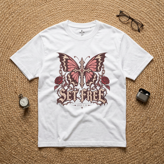 Set Free Butterfly Tee — Women's Inspirational Graphic T-Shirt