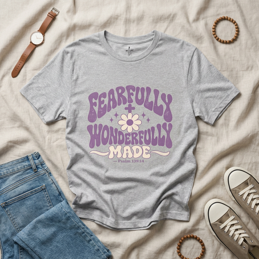 Fearfully & Wonderfully Made Tee — Christian Floral Graphic T-Shirt