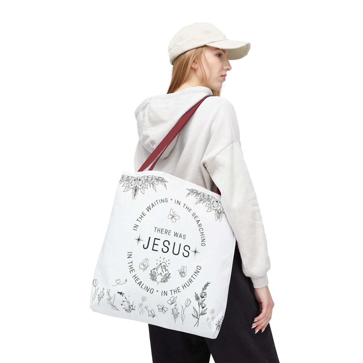 There Was Jesus tote bag - Floral Design for Faithful Living