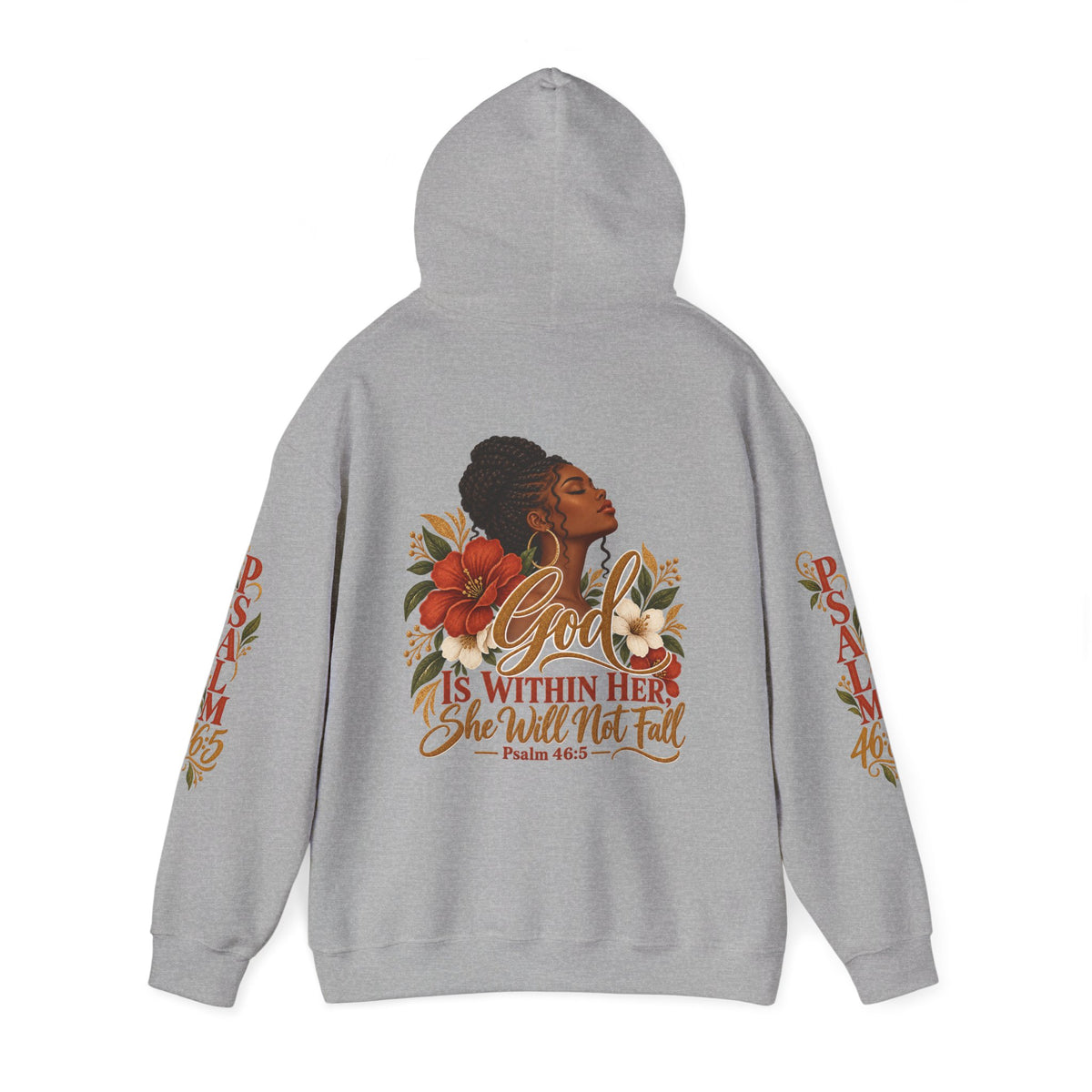 Psalm 46:5 'She Will Not Fall' Hoodie – Floral Faith Women’s Pullover