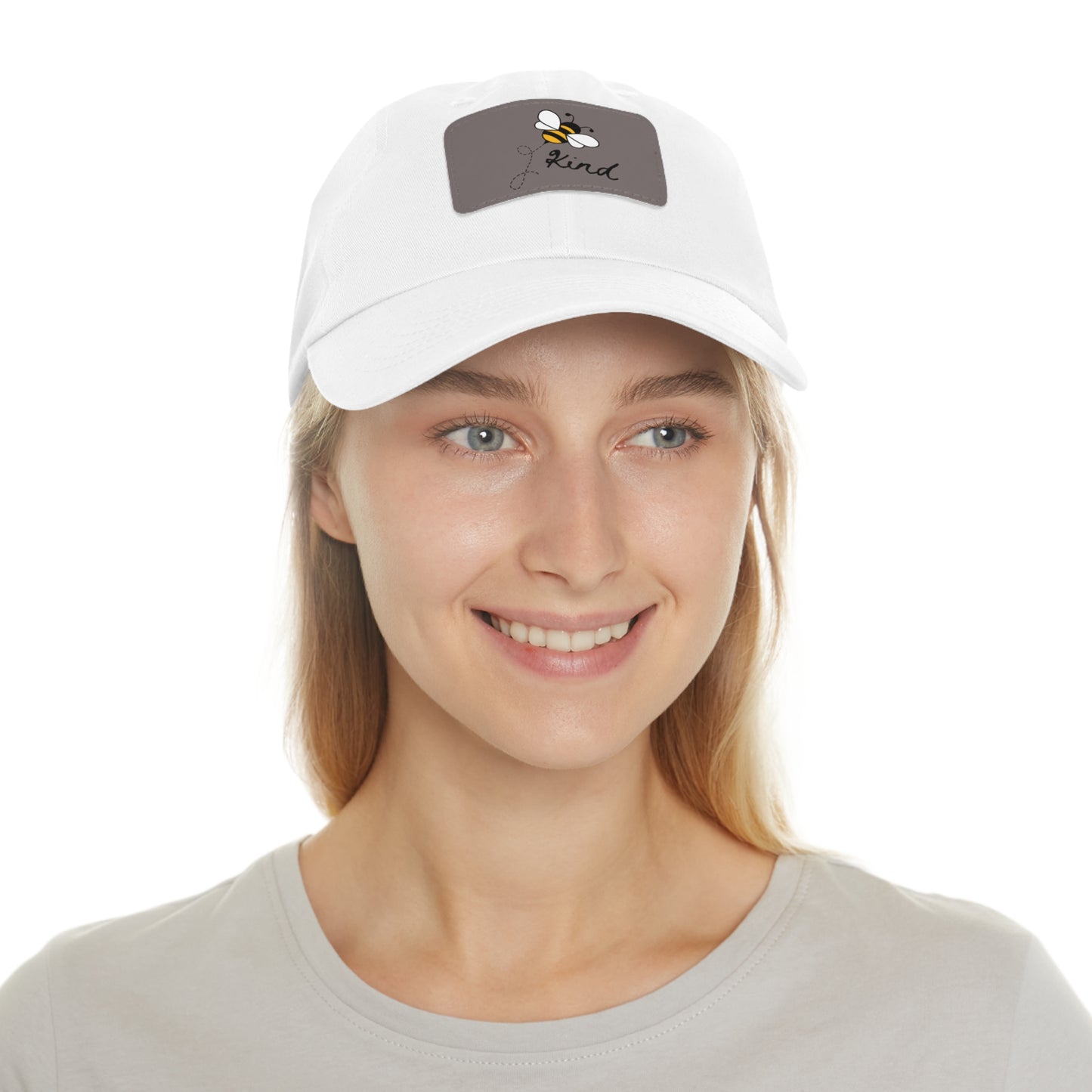 Bee Kind baseball cap with leather patch