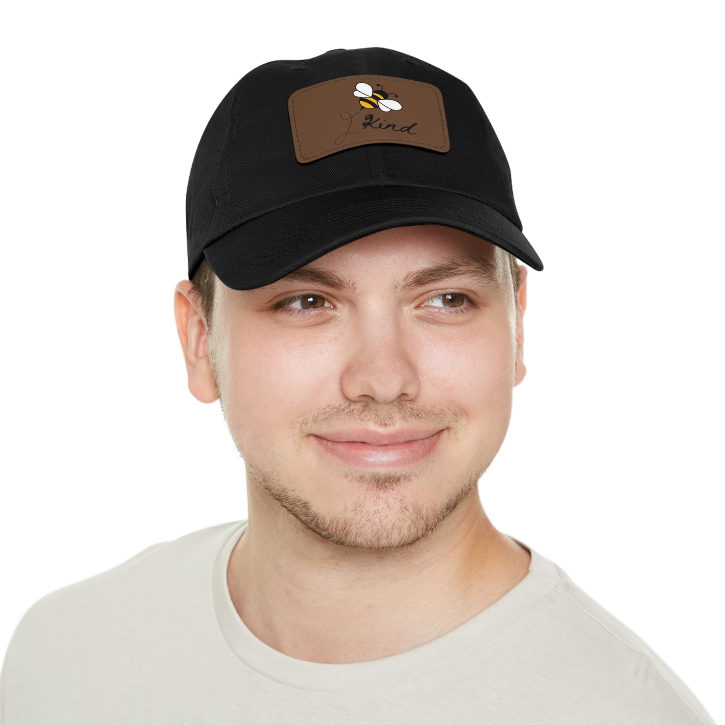 Bee Kind baseball cap with leather patch