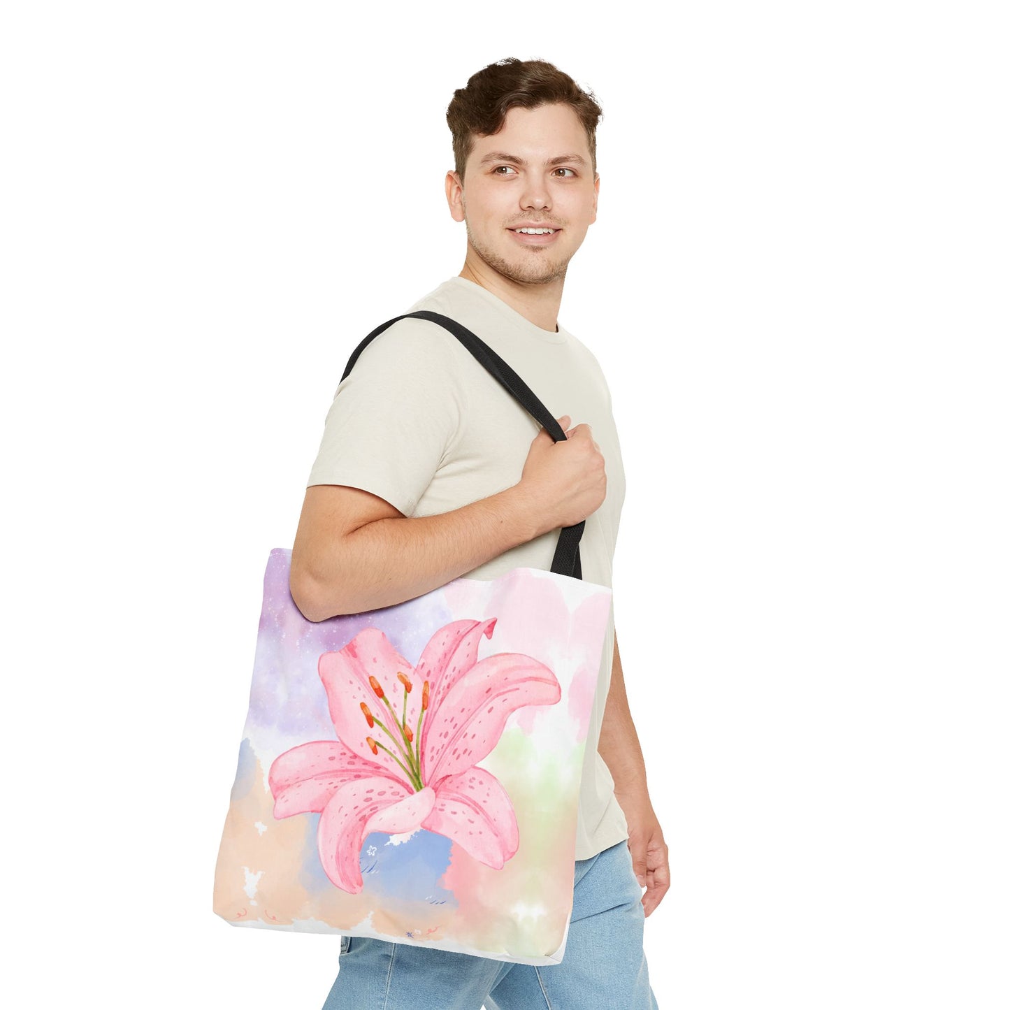Pink Watercolor Lily Tote Bag