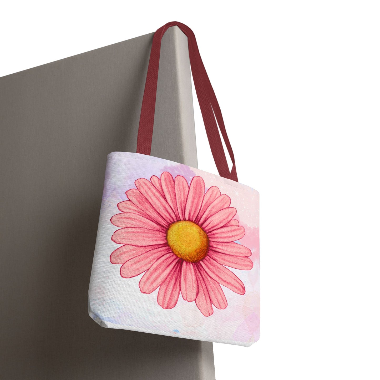 Pink Watercolor Daisy Tote Bag