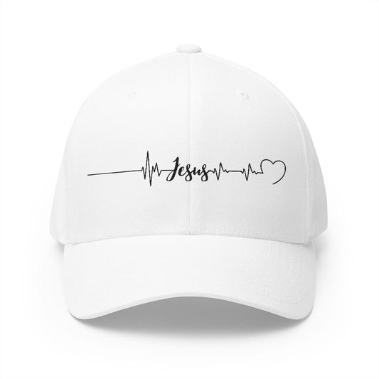 Jesus heartbeat Embroidered Fitted Cap - Stay Positive & Stylish