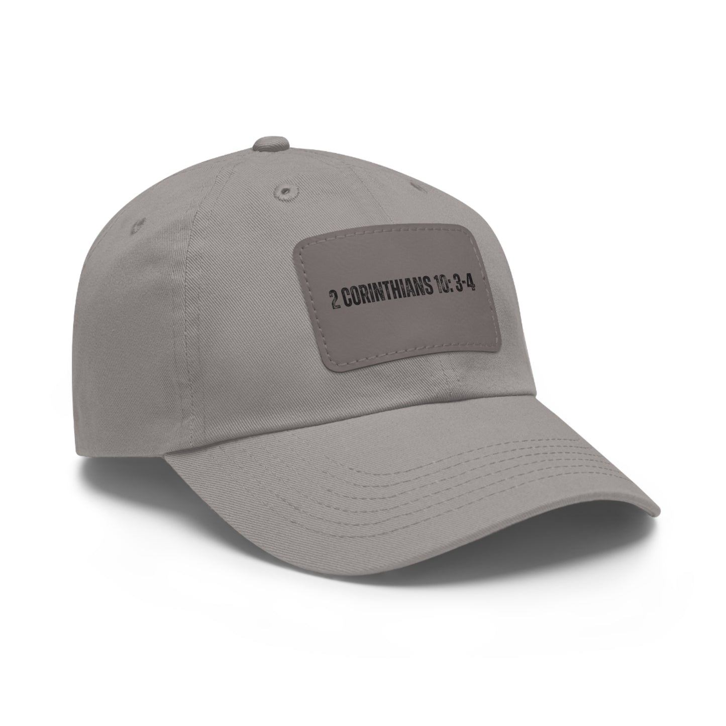 2 Corinthians 10:3-4 baseball cap with leather patch