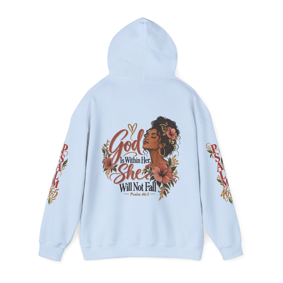 Copy of Psalm 46:5 'She Will Not Fall' Hoodie – Floral Faith Women’s Pullover