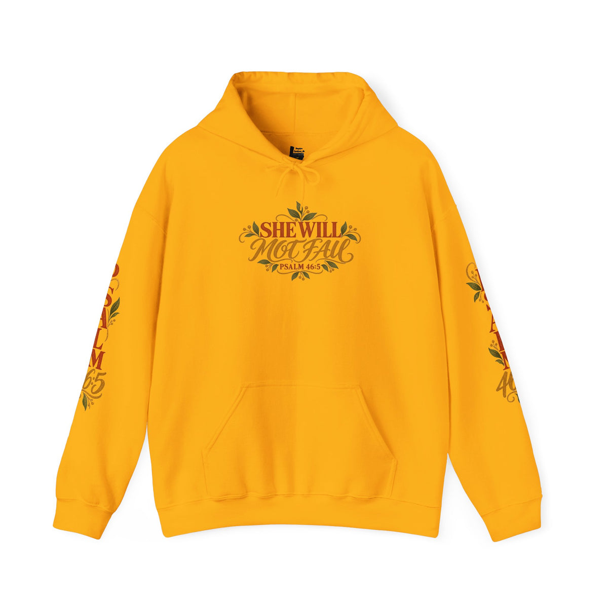 Auburn Woman Psalm 46:5 'She Will Not Fall' Hoodie – Floral Faith Women’s Pullover