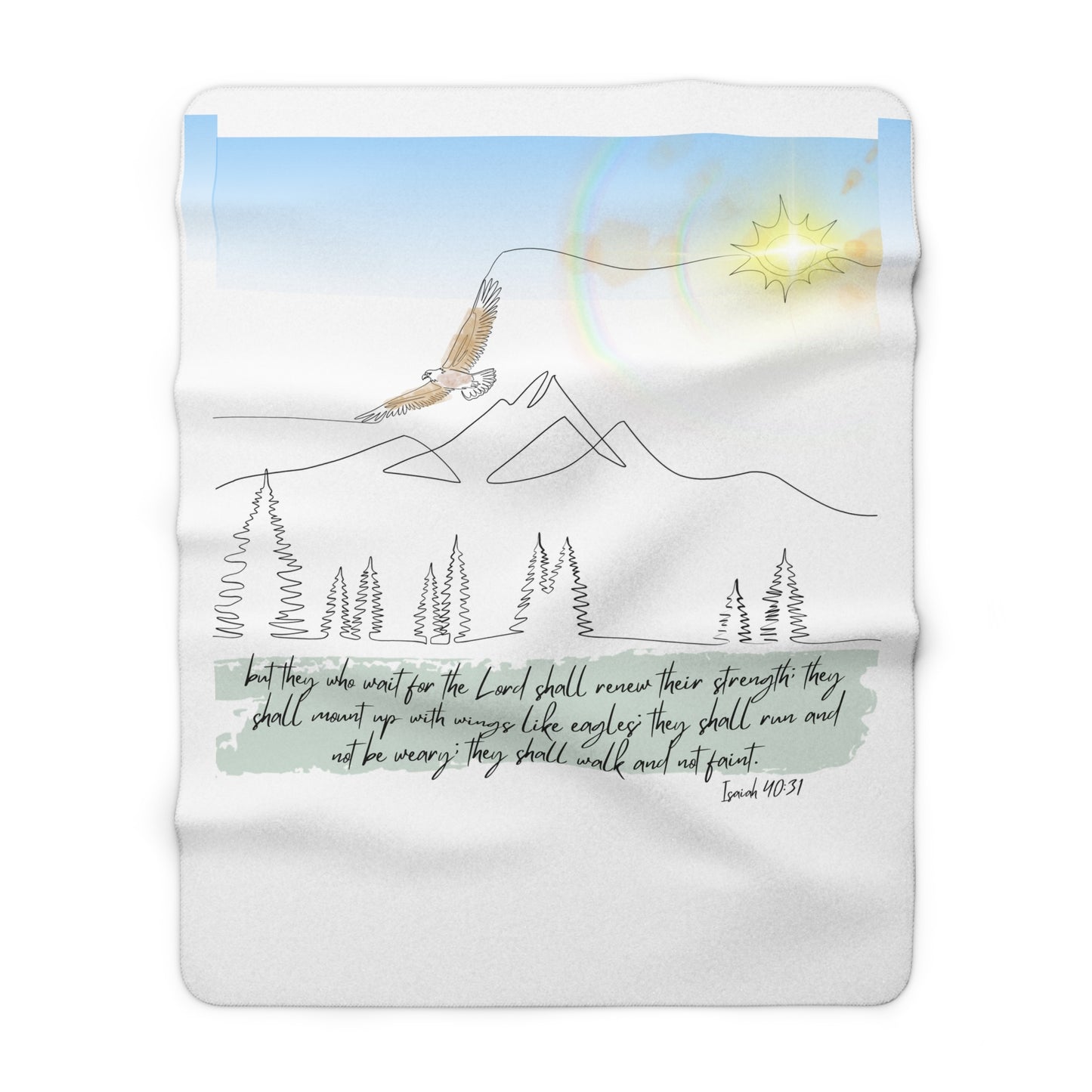 Wings like Eagles Sherpa Fleece Blanket | Cozy & Soft Comfort for Home Decor | Perfect Gift for Faith & Hope