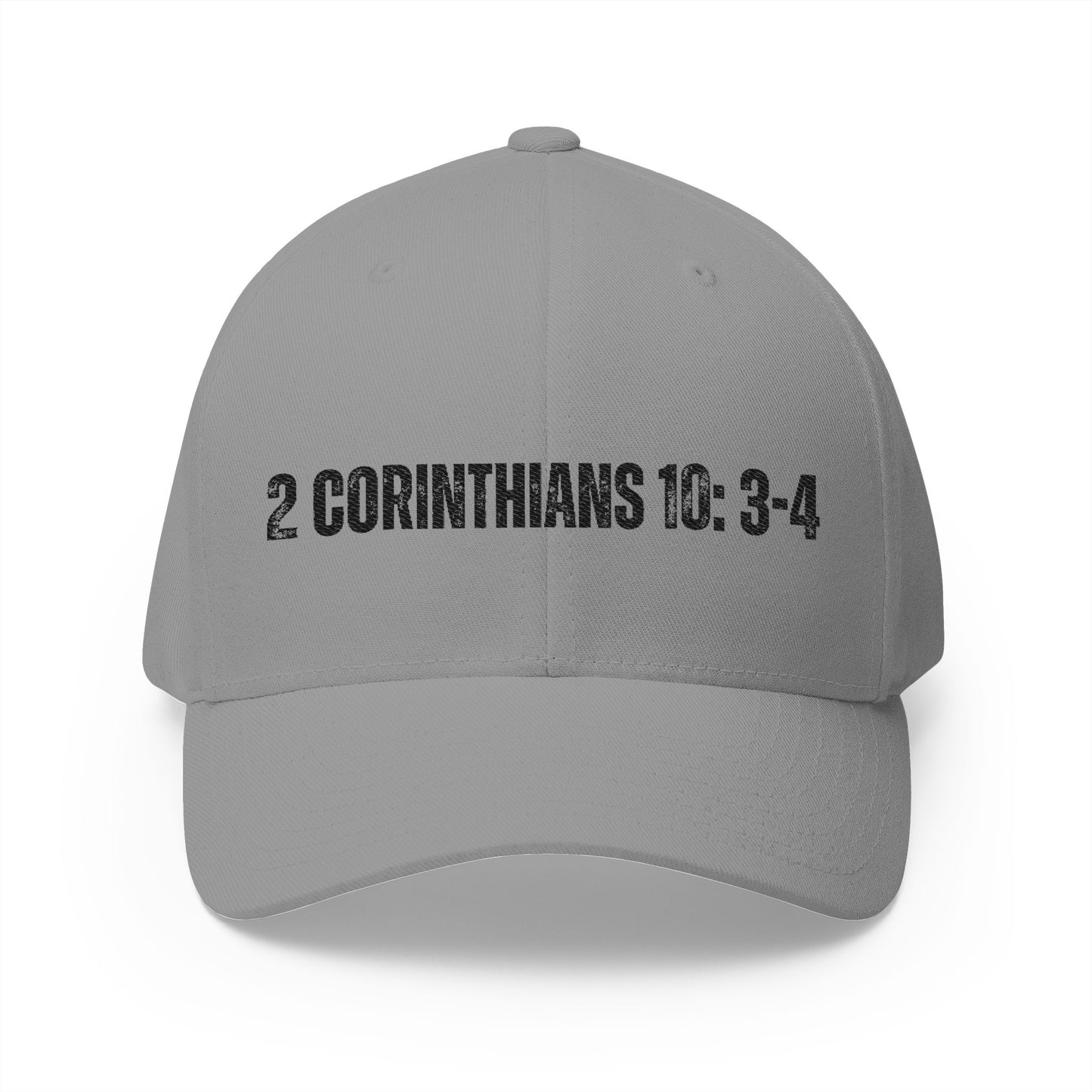 2 Corinthians 10:3-4 Embroidered Fitted Cap - Stay Positive & Stylish