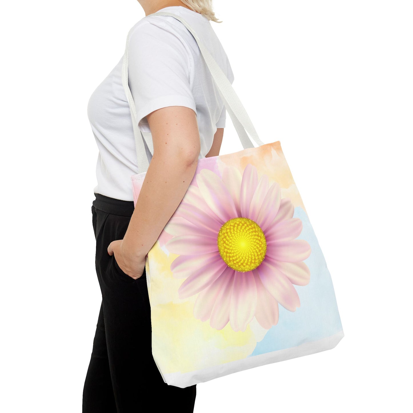 Lavender Watercolor Daisy Garden Tote Bag